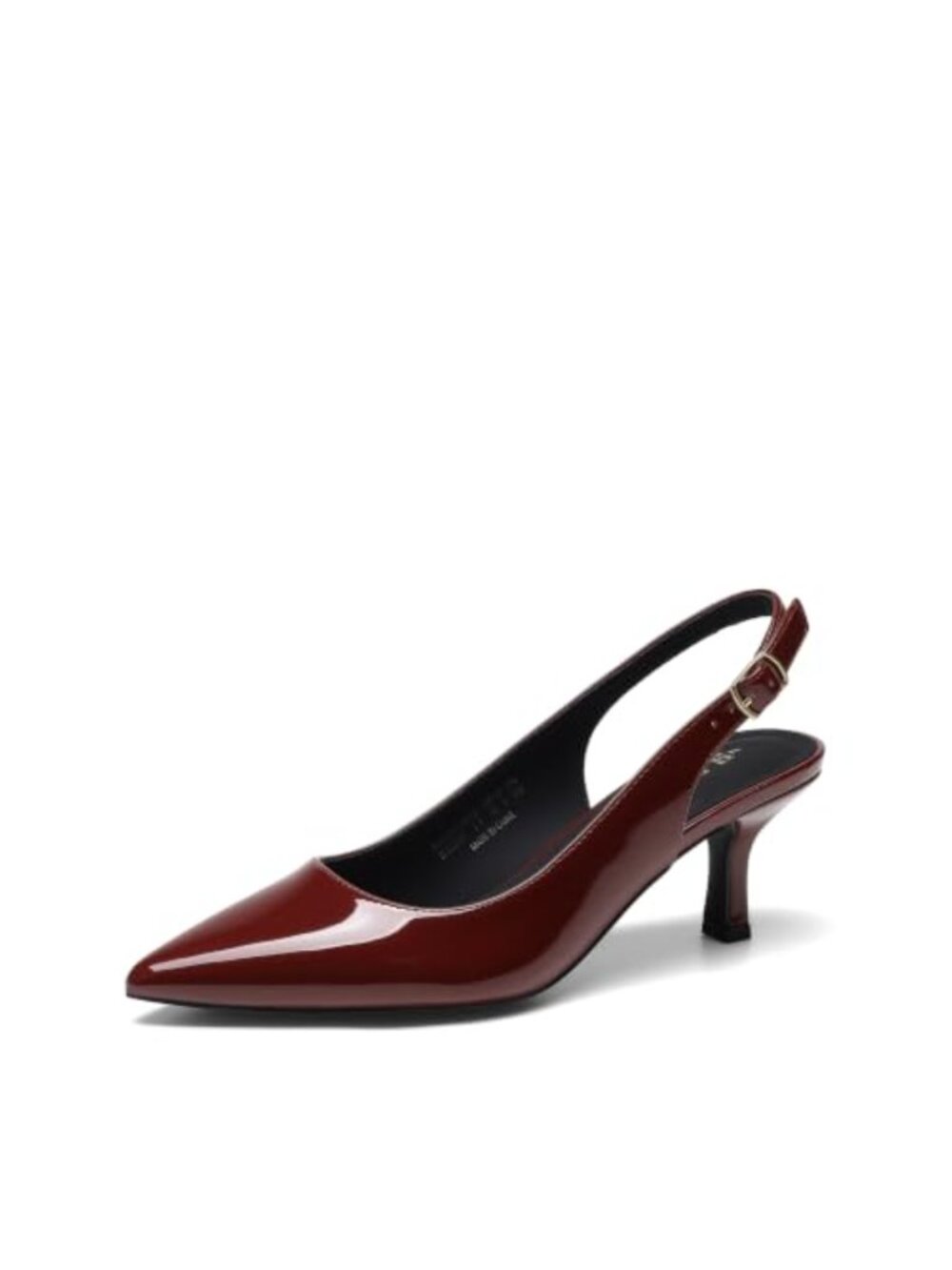 Women's Slingback Kitten Heel Pumps Faux Leather Pointed Toe Party Shoes